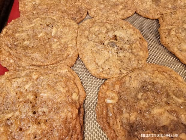 Cookies spread out so much they baked right into each other.