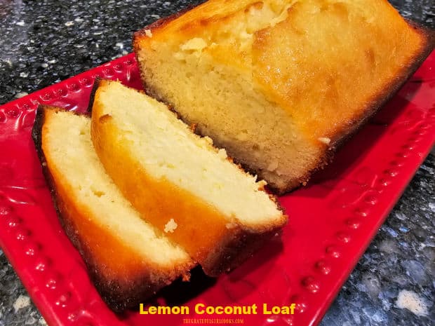 Easy to make Lemon Coconut Loaf is a delicious, full-sized bread loaf full of lemon flavor and shredded coconut, topped with a sweet glaze. 