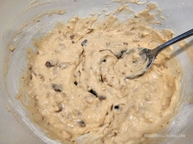 After stirring to combine, the batter for the date nut bread is ready.