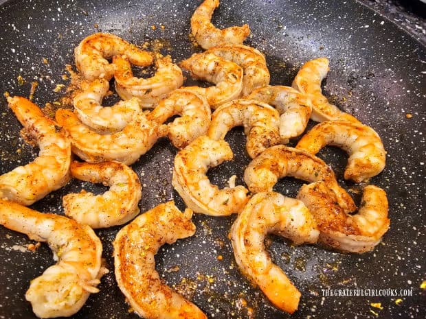 Lime Brown Butter Shrimp are cooked on both sides for 3-4 minutes total.