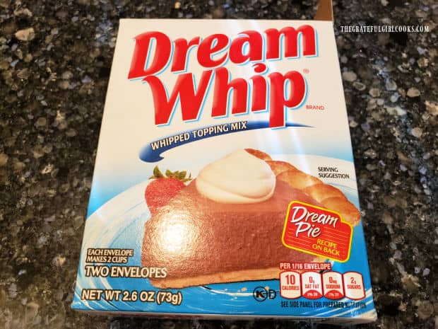 A box of Dream Whip (whipped topping) is used for the next step.