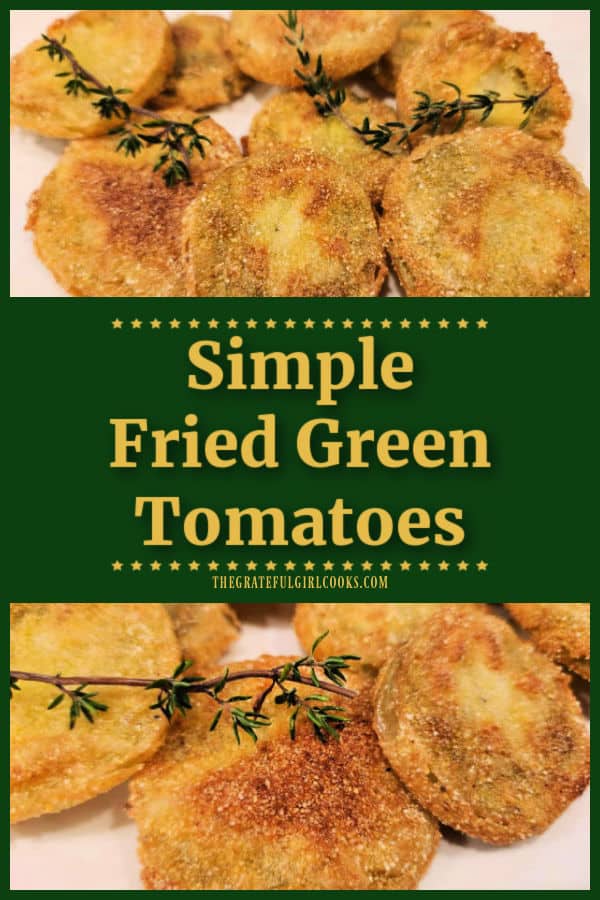 Make a batch of classic Southern style Fried Green Tomatoes as a side dish or appetizer! They're crispy, tangy, delicious, and easy to make.