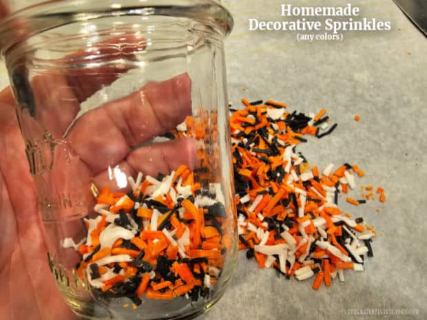 Did you know you can make Homemade Decorative Sprinkles from scratch? They're easy to make (in any color you want) to top your baked treats!