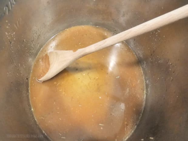 Tenderloin is removed and the Instant Pot is deglazed.