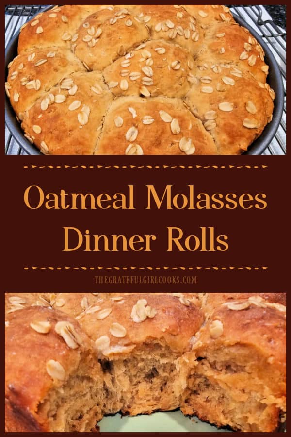 Oatmeal Molasses Dinner Rolls - The Grateful Girl Cooks! Make a dozen delicious Oatmeal Molasses Dinner Rolls to serve with a favorite meal. Light, buttery and slightly sweet, they taste amazing!