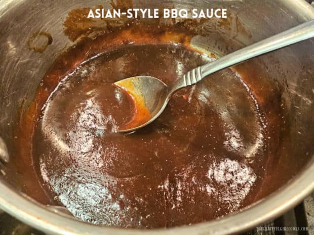 Make a batch of Asian-Style BBQ sauce for baked or grilled chicken, pork or beef! This easy, flavorful sauce is made in under 10 minutes.