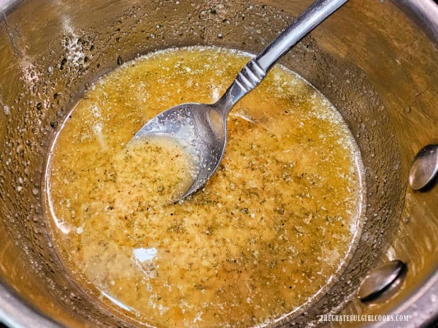 The seasoning mix is combined and ready to be brushed on the crackers.