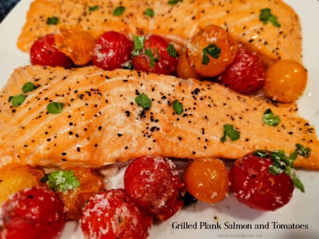 Grilled Plank Salmon and Tomatoes