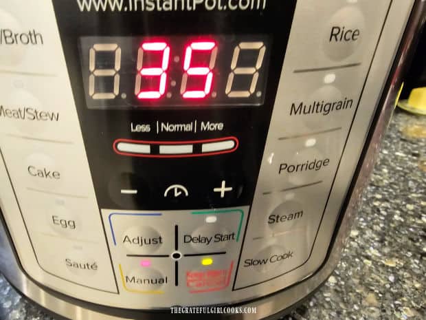 Instant Pot Cinnamon Bundt Cake is pressure cooked for 35 minutes.