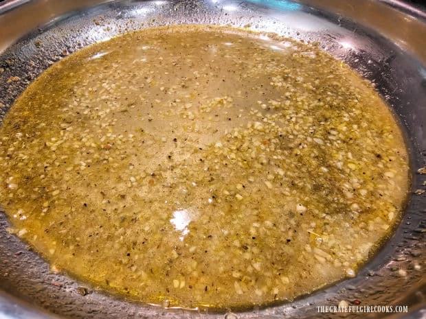 This is the lemon garlic wine sauce the chicken will bake in.