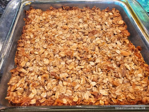 Once baked the bar cookies are well-browned and very crispy on the outside.