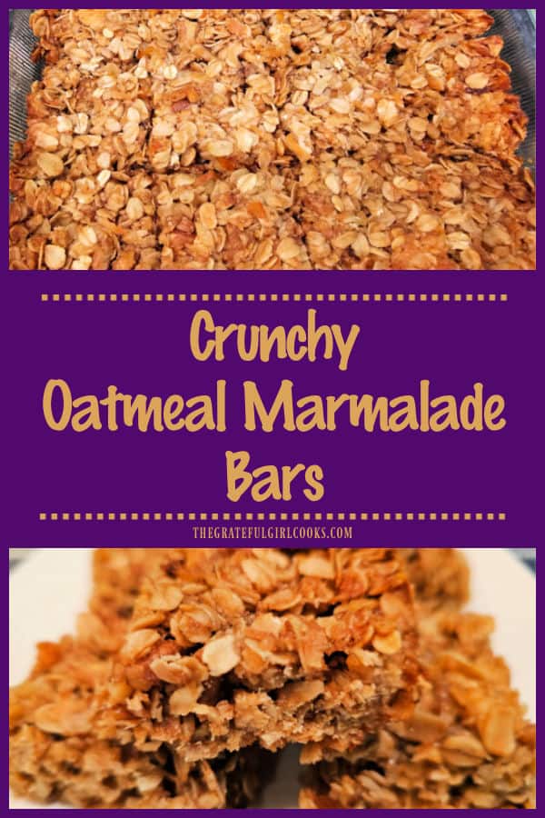 Make 16 Crunchy Oatmeal Marmalade Bars in about 30 minutes! Packed with oats, coconut, nuts, brown sugar and marmalade, they're DELICIOUS!