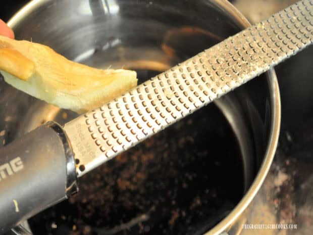 Homemade Teriyaki Glaze - The Grateful Girl Cooks! Fresh ginger is finely grated to add to the teriyaki sauce.