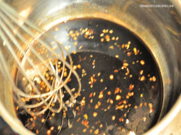 Homemade Teriyaki Glaze - The Grateful Girl Cooks! Teriyaki sauce in pan is heated through.