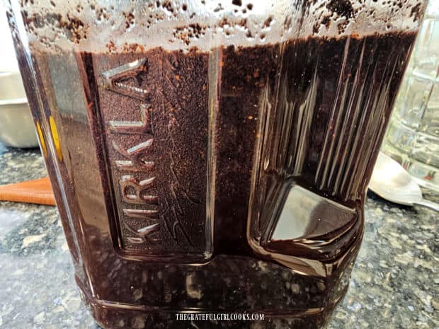 Thai Iced Coffee - The Grateful Girl Cooks! The combined water and coffee grounds are thick and sludge-like after steeping.