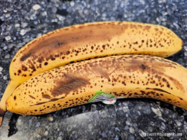 Air Fryer Banana Pecan Cake - The Grateful Girl Cooks! Two very ripe bananas are used for the Air Fryer Banana Pecan Cake.