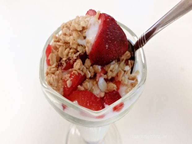 Fruit and Granola Parfait - The Grateful Girl Cooks! Sliced strawberries can also be used to create a fruit and granola parfait.