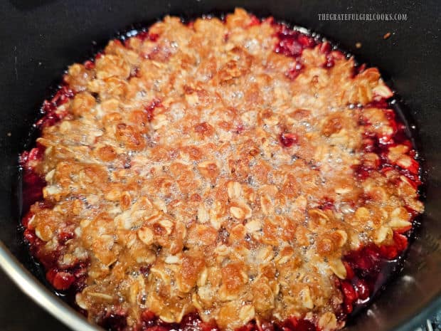 Instant Pot Blackberry Crisp is done cooking and ready to serve.