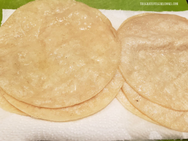Air Fryer Cheese Enchiladas - The Grateful Girl Cooks! Tortillas are then blotted dry using paper towels.