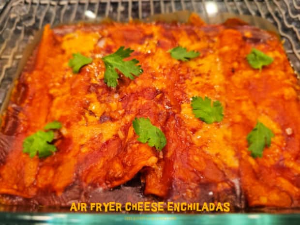 Air Fryer Cheese Enchiladas - The Grateful Girl Cooks! Make air fryer cheese enchiladas in under 15 minutes, using only 5 ingredients! They taste wonderful and are simple to prepare (yields 4).