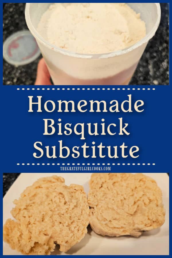 Make Homemade Bisquick Substitute in 10 minutes (only 5 ingredients)! Use this simple baking mix for biscuits, pancakes, etc. Yields 6 cups!