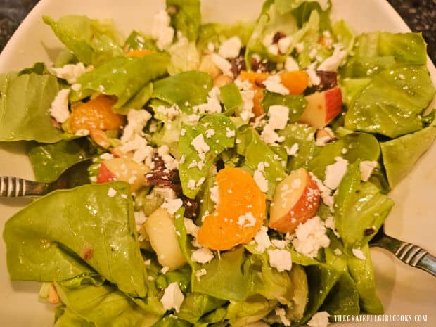 Kimberly's Festive Salad - The Grateful Girl Cooks! Kimberly's Festive Salad is gently tossed, topped with remaining ingredients and served.