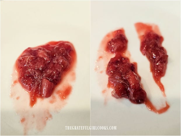 A plate test is done to determine if the jam is done cooking,