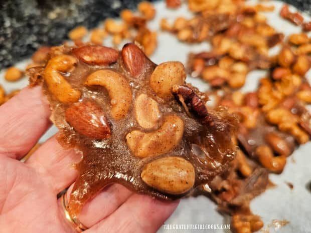 Once the nuts have dried, they can be broken into individual pieces.