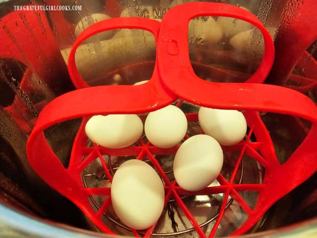 Eggs can also be cooked in the Instant Pot using a heat-proof sling for easy lifting.