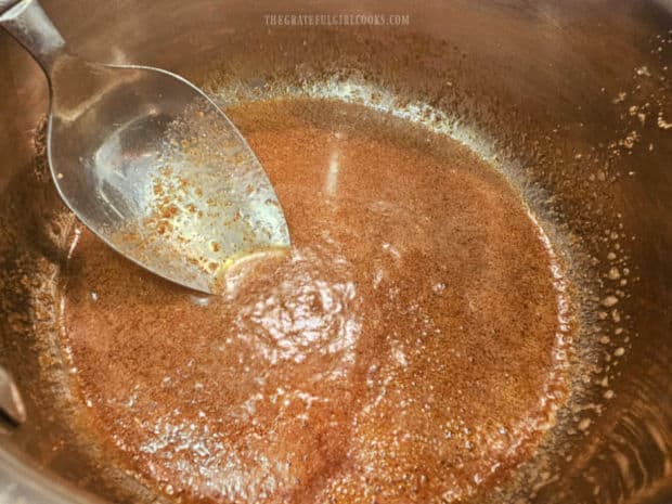 Taco Popcorn - The Grateful Girl Cooks! The seasoning sauce is now ready to add to the popped popcorn.