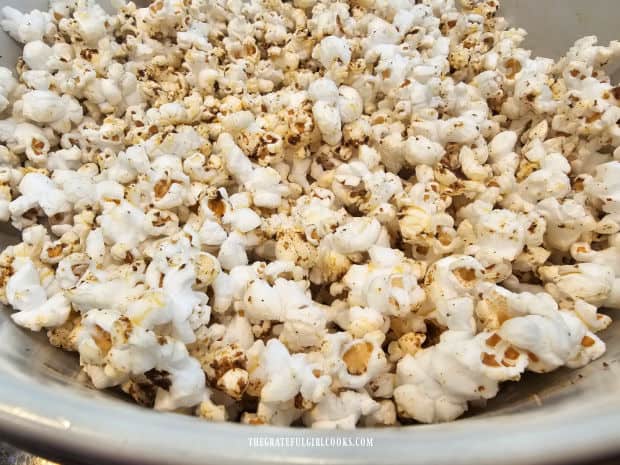 Taco Popcorn - The Grateful Girl Cooks! A big bowl of taco popcorn, ready to be eaten!