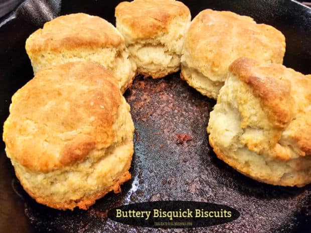 Make some delicious Buttery Bisquick Biscuits with only 4 ingredients. They're easy to make (about 20 minutes total) and they taste amazing!