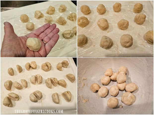 After being chilled, the dough is shaped into 24 balls.