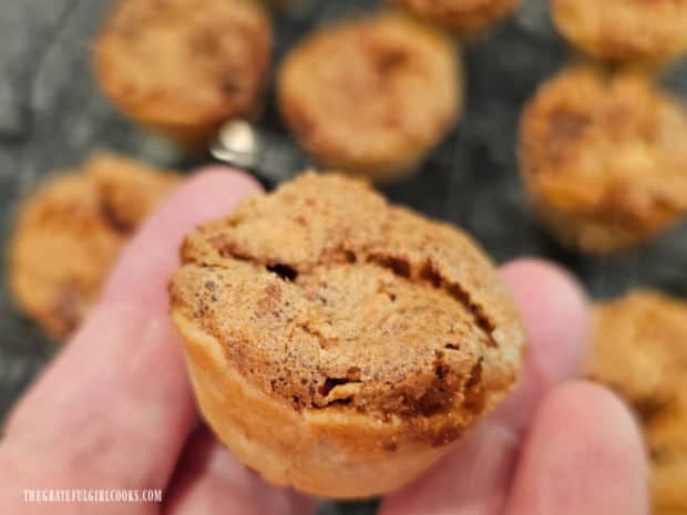 Holding one of the tassies shows how small they are.