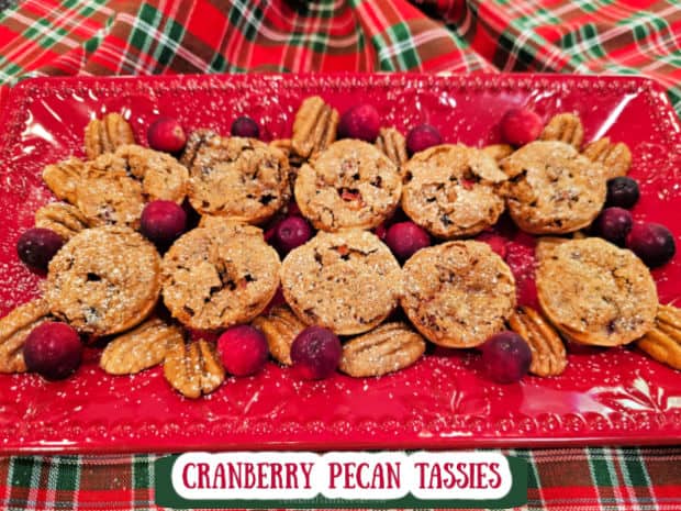 Cranberry Pecan Tassies are delicious, buttery pastry cups full of sweet pecan filling and chopped tart cranberries! Recipe yields 2 dozen.