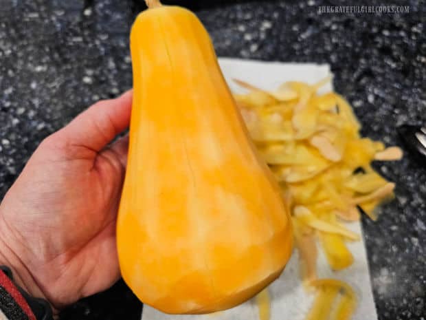 Oven-Roasted Butternut Squash - The Grateful Girl Cooks! Two-pound butternut squash, peeled and ready to be sliced.