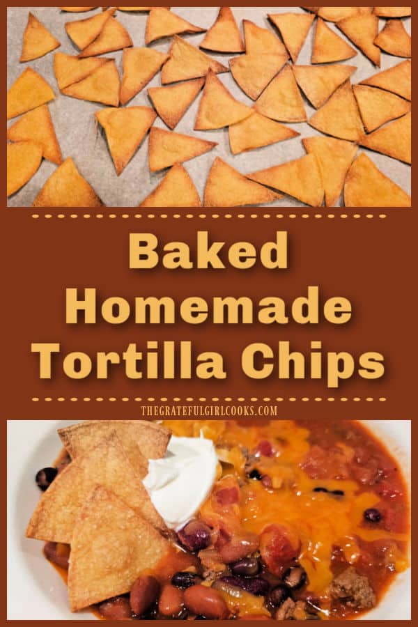Baked homemade tortilla chips are simple to make in under 15 minutes, using only 3 ingredients. They are crispy and delicious!
