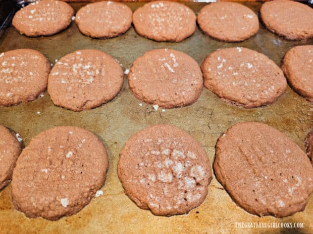 Peanut Butter and Nutella Cookies - The Grateful Girl Cooks! The cookies spread out a bit while baking, then cool slightly on the cookie sheet.