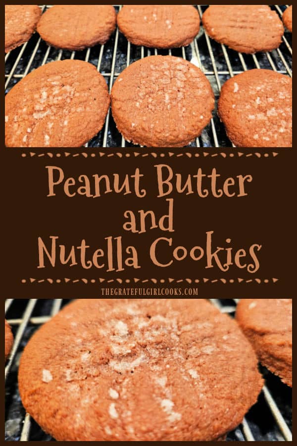 Peanut Butter and Nutella Cookies - The Grateful Girl Cooks! Make a quick, easy batch of Peanut Butter and Nutella Cookies! They're made without flour, only have 4 ingredients and they're DELICIOUS!