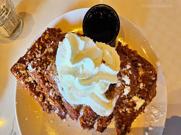 Crunchy Air Fryer French Toast - The Grateful Girl Cooks! The inspiration for this recipe is shown from the restaurant where I ordered it.