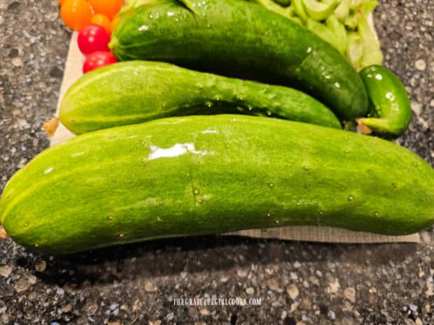 Cucumber is washed and ready to be used.