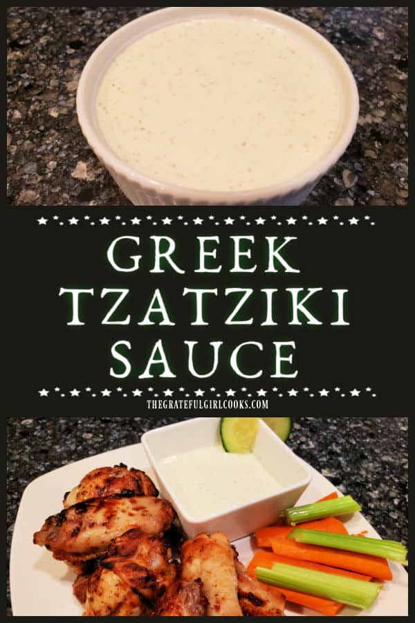 Made homemade Greek Tzatziki Sauce in under 10 minutes! Use this versatile sauce on sandwiches, meats, salads or as a dip. It is delicious!