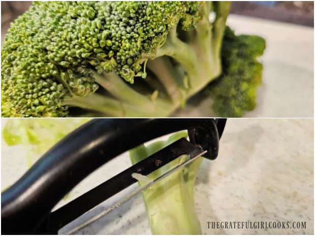 Broccoli Slaw - The Grateful Girl Cooks! Broccoli florets AND stalk are used to make the broccoli slaw.