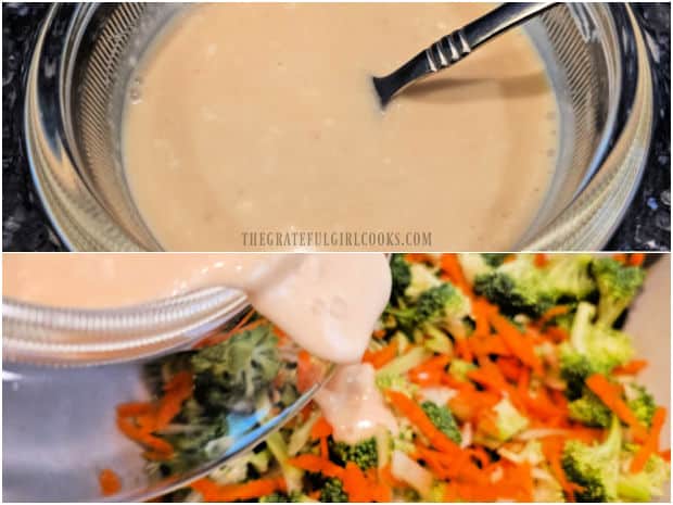 Broccoli Slaw - The Grateful Girl Cooks! A creamy dressing is made to toss with the broccoli slaw.