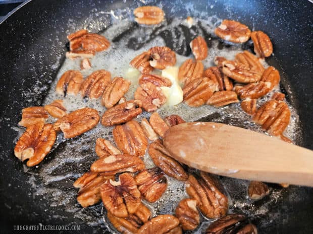 Chicken Strawberry Delight Salad - The Grateful Girl Cooks! Pecans are candied in butter, sugar, water and a pinch of salt.