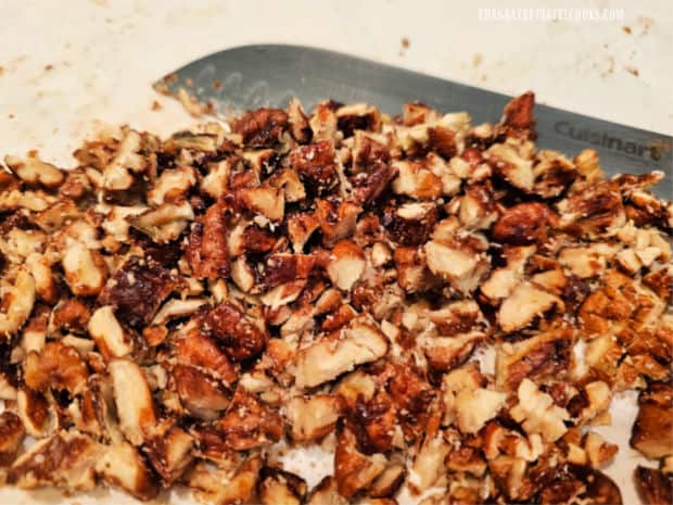 Chicken Strawberry Delight Salad - The Grateful Girl Cooks! The dried candied pecans are finely chopped before adding to the salad.
