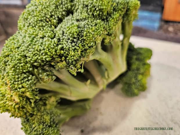 Fresh broccoli is used for this recipe. Bottom stem is removed.