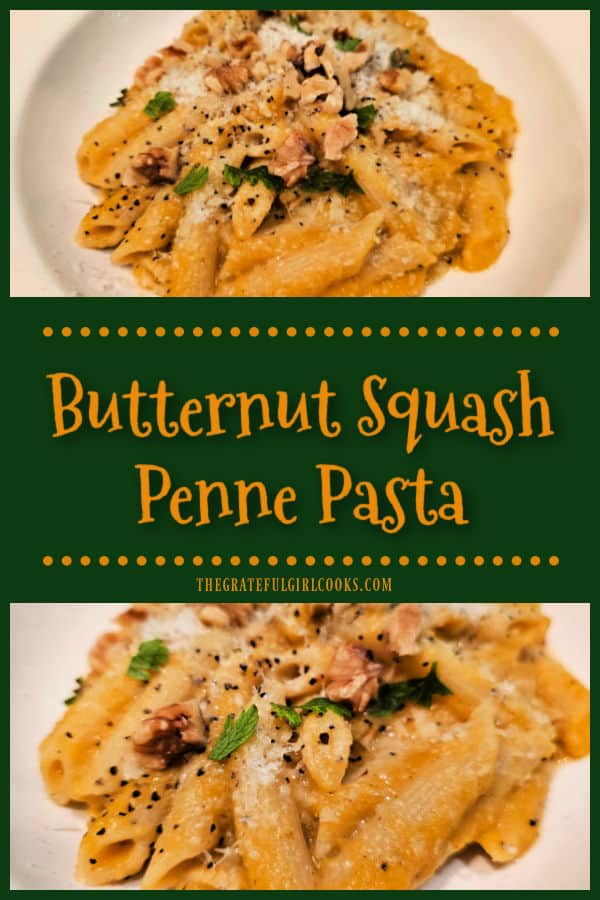 Enjoy Butternut Squash Penne Pasta with your family or friends. This meatless, filling and delicious meal yields four generous servings.