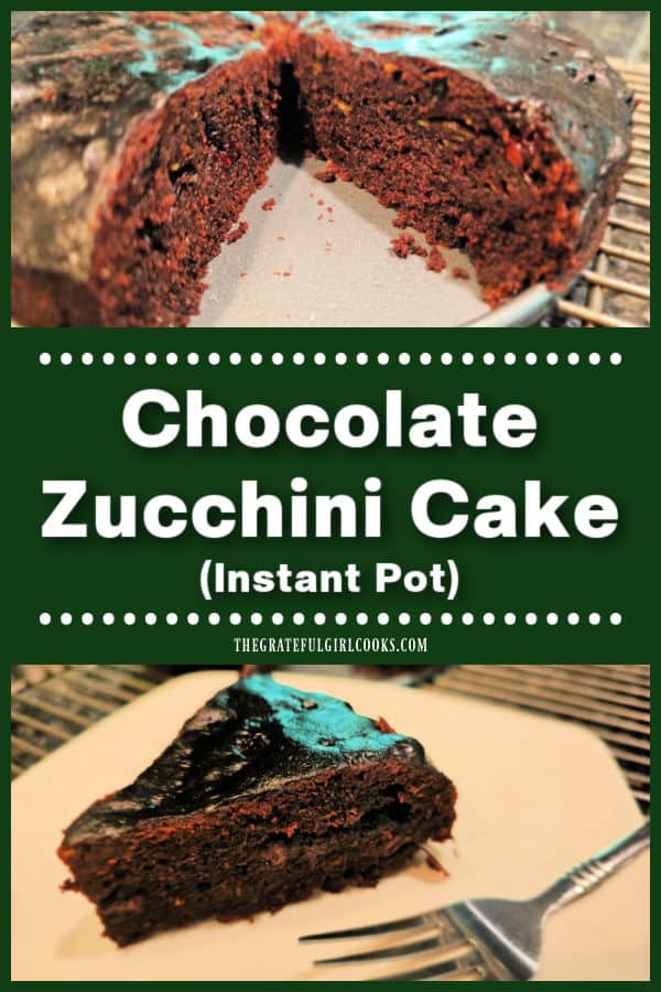 Make a delicious chocolate zucchini cake (Instant Pot) for a dessert or snack that serves 8. Instructions for icing (optional) are included.